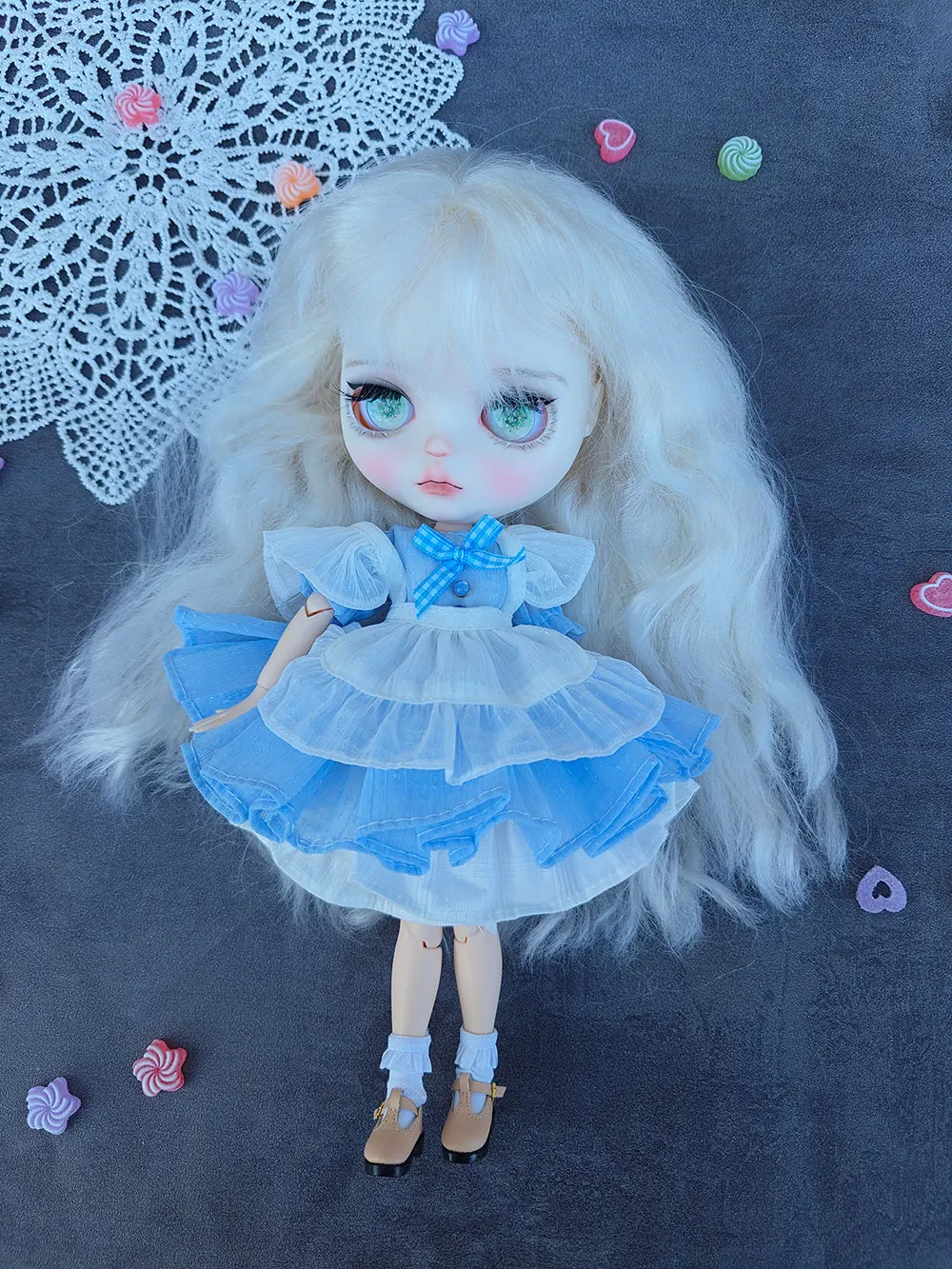 

Новая одежда ручной работы Blythe, синее платье принцессы для Blythe OB24, Azone, подарок для девочек, игрушка, аксессуары для кукол