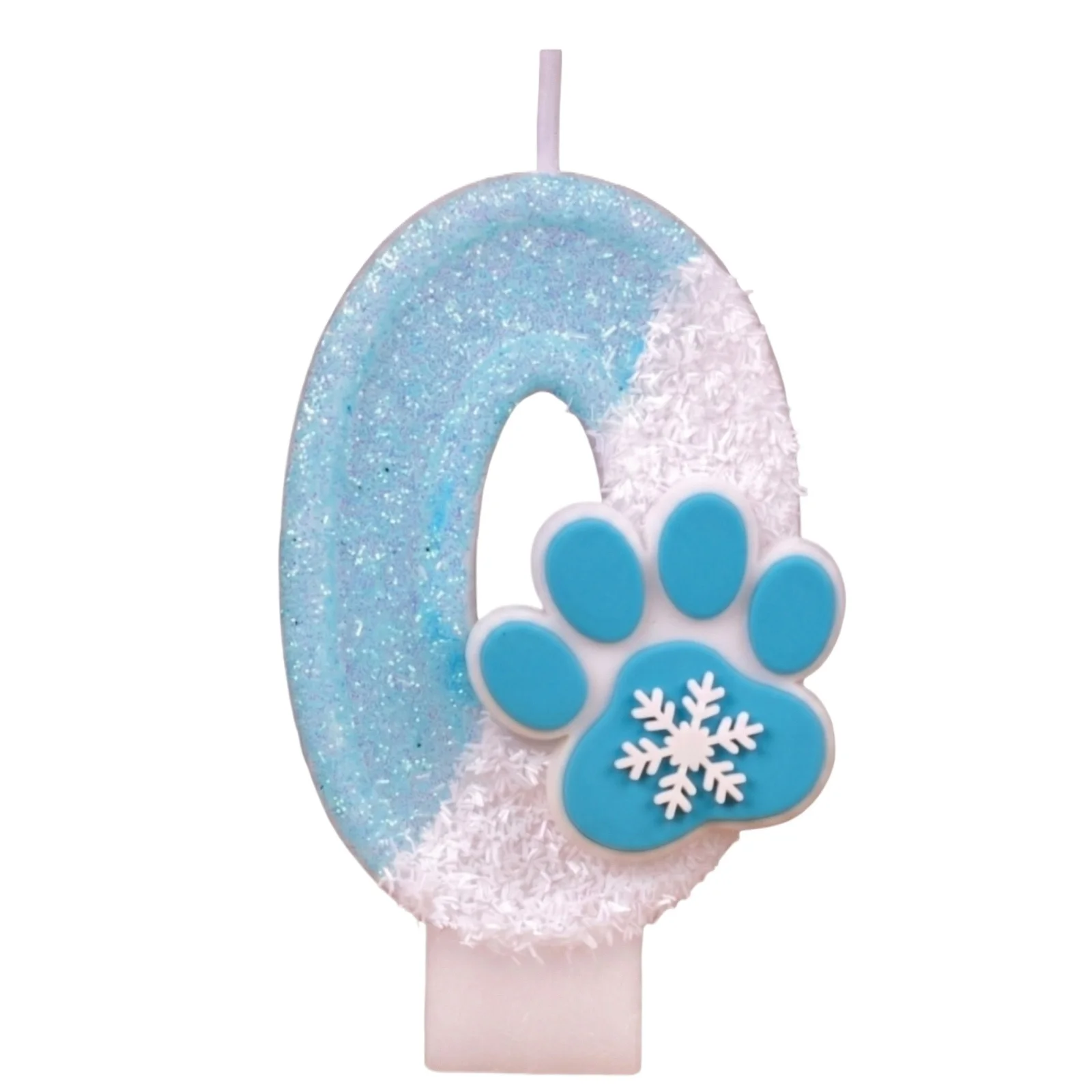 Snowflake Paw Theme Number Candle Blue Sparkle Digital Cake Topper Kids Birthday Party Cake Decoration Supplies