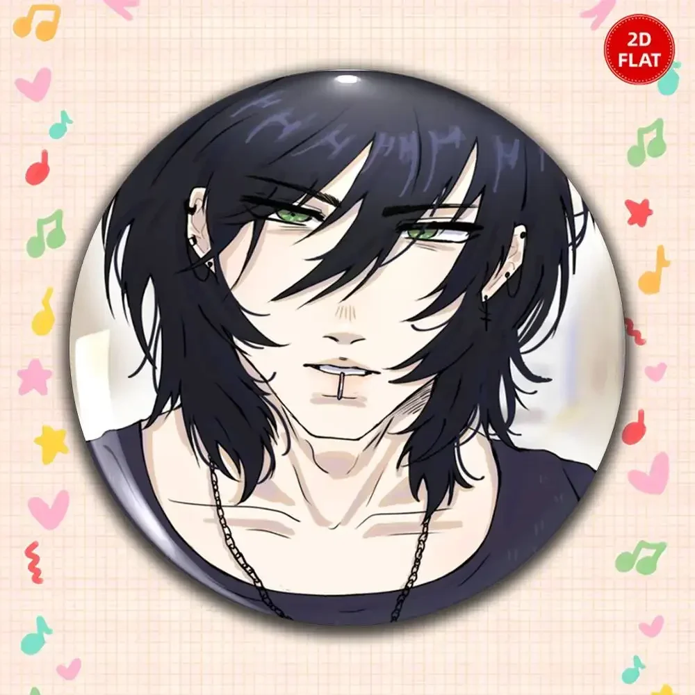 2026 Latest Style Classic Style 2D FLAT Gorgeous Round Anime Plastic Brooch Pin Unisex Lapel Badge Fun Gift