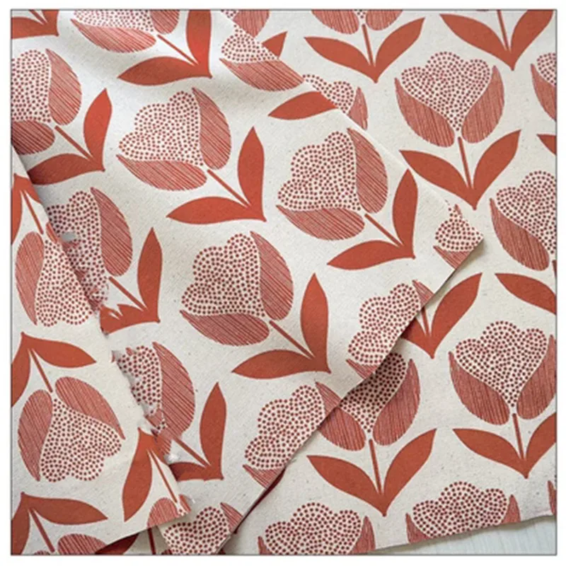 Thicken Cotton Fabrics, Northern Europe Flower Print, Handmade DIY Bag, Pillow Material, 100% Cotton Imitate Linen, CR-1836