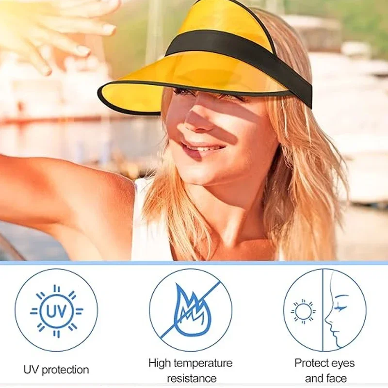 Soft PVC Outdoor Sport Golf Cap for Men Women Fashion Blue Clear Visors Sun Protection Hats Empty Top Adjustable Beach Accessory