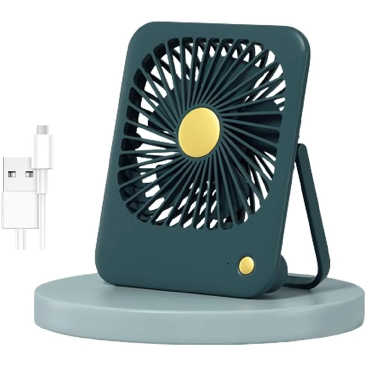 Desk Fan Small Portable USB Battery Rechargeable,  Speeds 2000mAh Rechargeable Travel Fan with Max 24H Quiet Working, 180° Fold