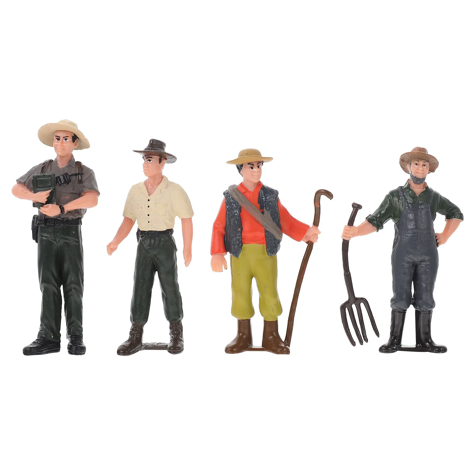 Farm Worker Figures 4 Piece Miniature Figurine Set for Home Yard Landscape Micro Scene Educational Decor