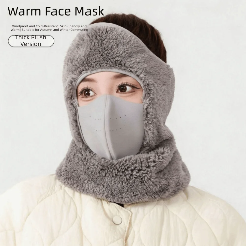 Warm Winter Warm Face Mask Built in Ear Covers Soft Material Face Mask with Ear Covers Plush Thickened Fabric Fleece Bib Cycling