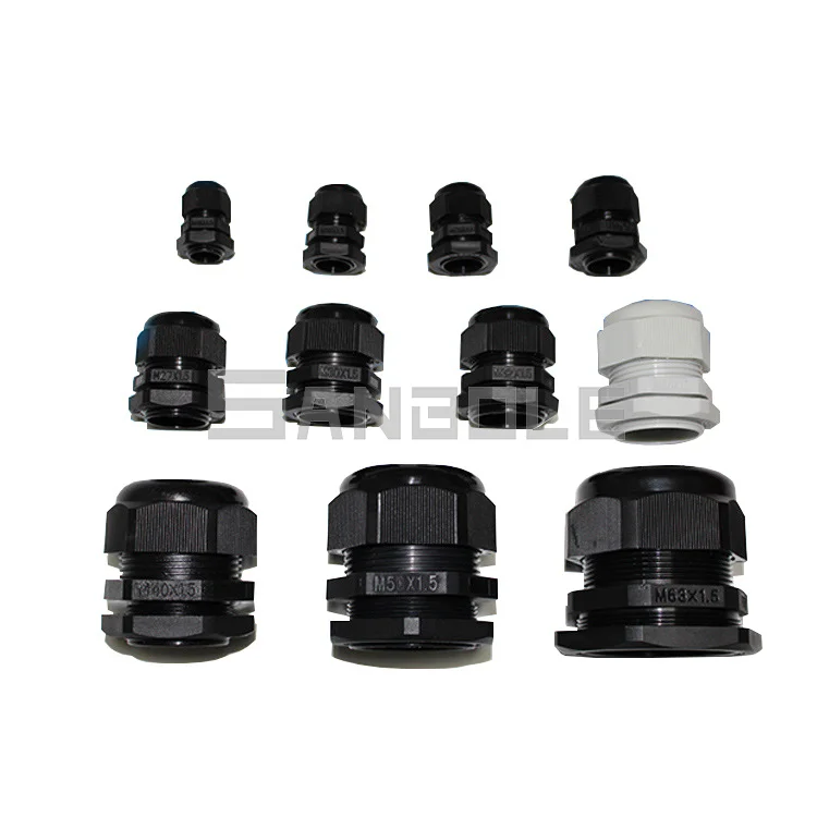 100pcs PG Series Plastic Cable Connector Waterproof Nylon Grey Black PG7 PG9 PG11 PG13.5