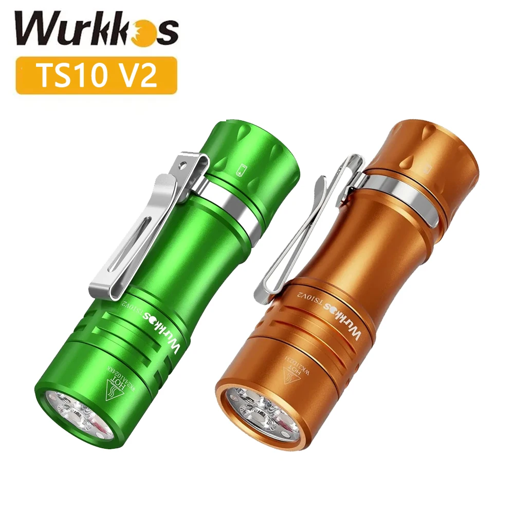 

Wurkkos New TS10 V2 14500 Powerful Mini EDC Flashlight with 3* 90 CRI LEDs and 3* RGB Aux LEDs Anduril 2.0 Max 1400lm IPX8 Torch