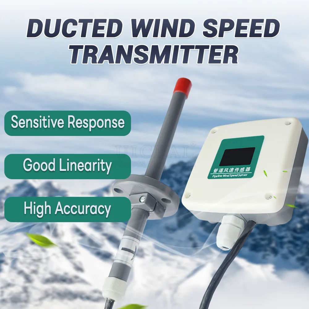 Split Duct Wind Velocity Sensor High-Precision Anemometer Pipeline Wind Measurement Transmitters RS485 0-5V 0-10V 4-20MA Output