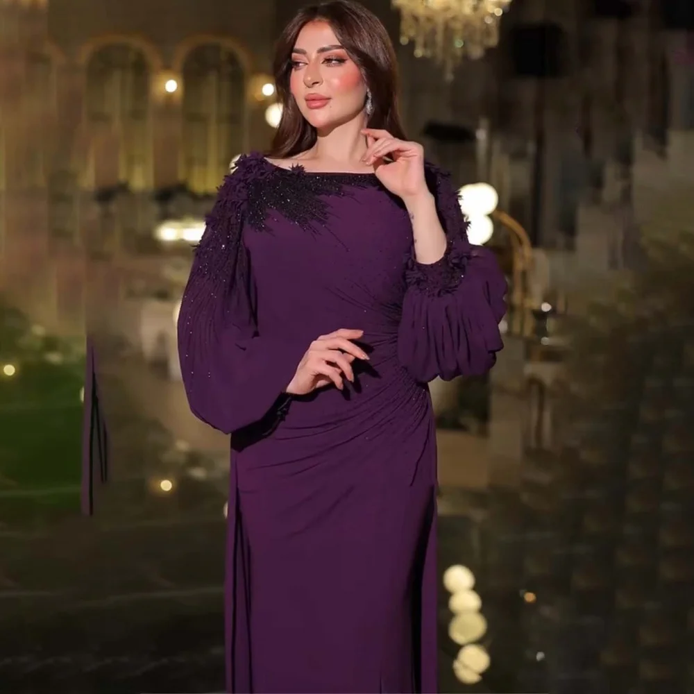 تخصيص رائعة الديكور المرأة حفلة موسيقية فستان مثير كم كامل الساحرة حورية البحر الدانتيل فستان الحفلات المرأة كشكش ثوب مسائي