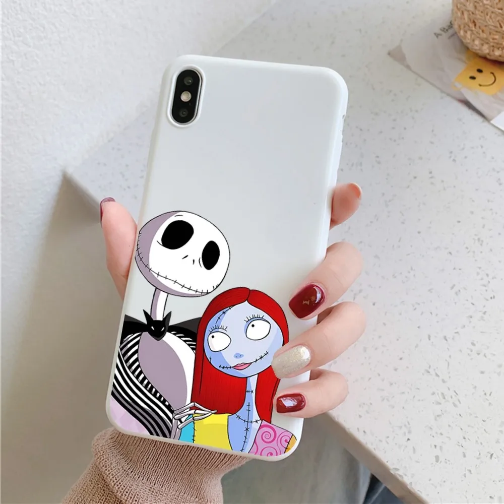 Disney Jack Skellington Phone Case for iPhone 14 11 12 13 Mini Pro Xs Max 8 7 6 6S Plus X XR Solid Candy Color Case