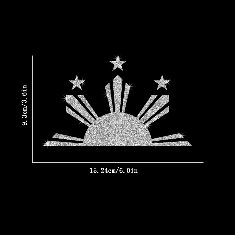 2pcs Sparkling Philippines Half Sun Stars Filipino Flag Vinyl Decal Window Laptop Sticker-Car Stickers for Doors, Windows
