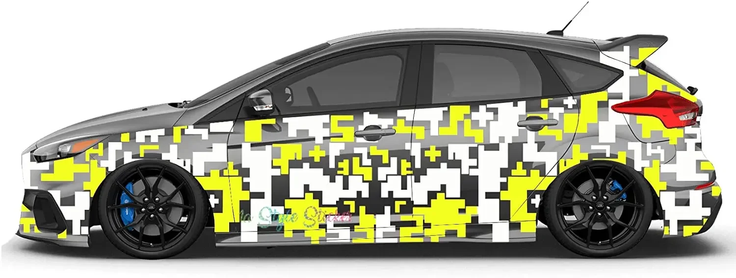 Car side sticker set pixel, matrix, hexagon set sticker camouflage 70 piece set - 2 colors