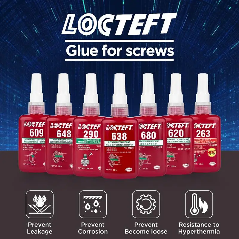 

50ml Threadlocker Screw Glue Quickly Cured Thread Locking Agent Anaerobic Adhesive Glue Anti-loose Adhesives & Sealers