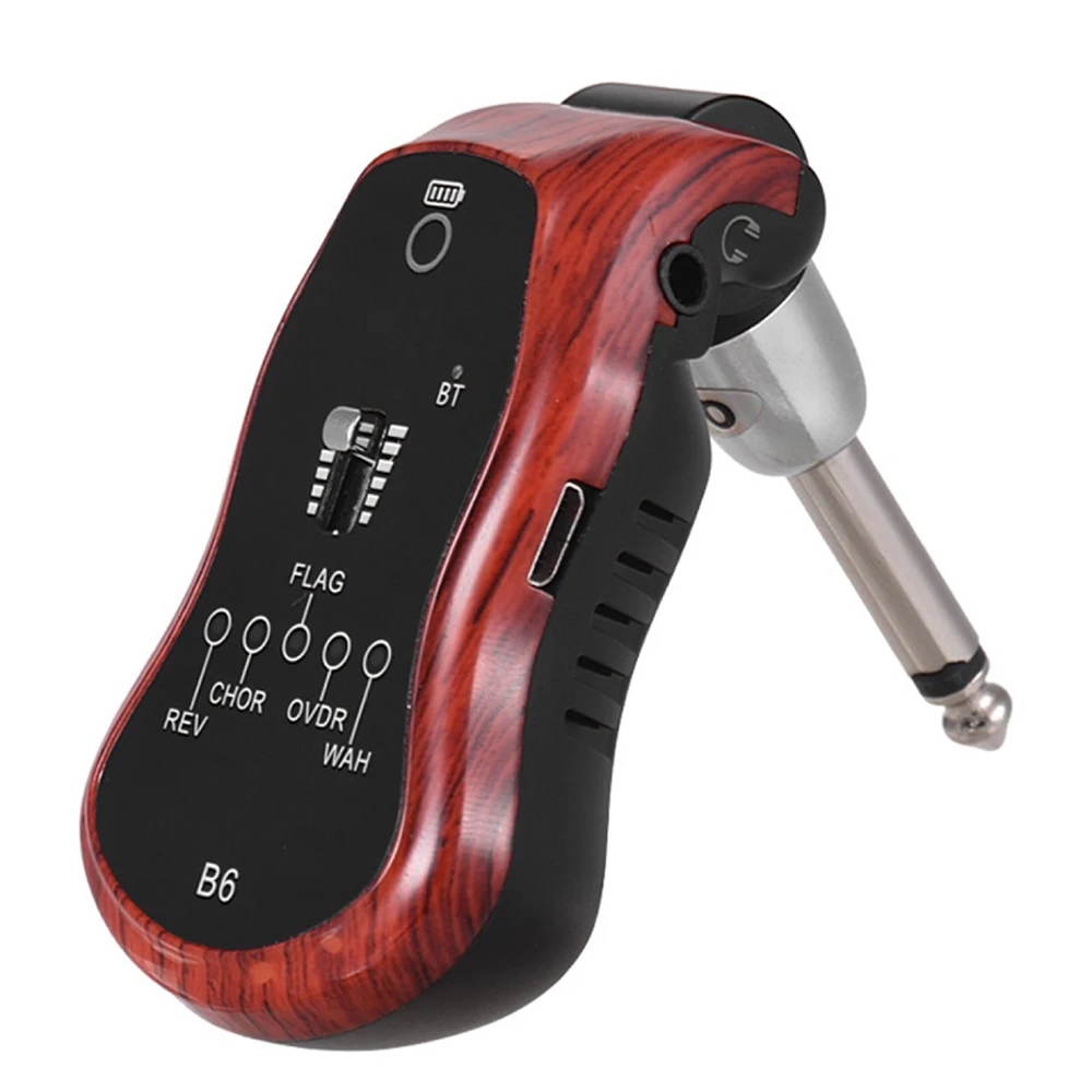 B6 Mini Amplificador Guitarra Headphone Amp Effector Bluetooth Recarregável Guitarra Elétrica Fone De Ouvido Receptor Bluetooth com 5 Efeito