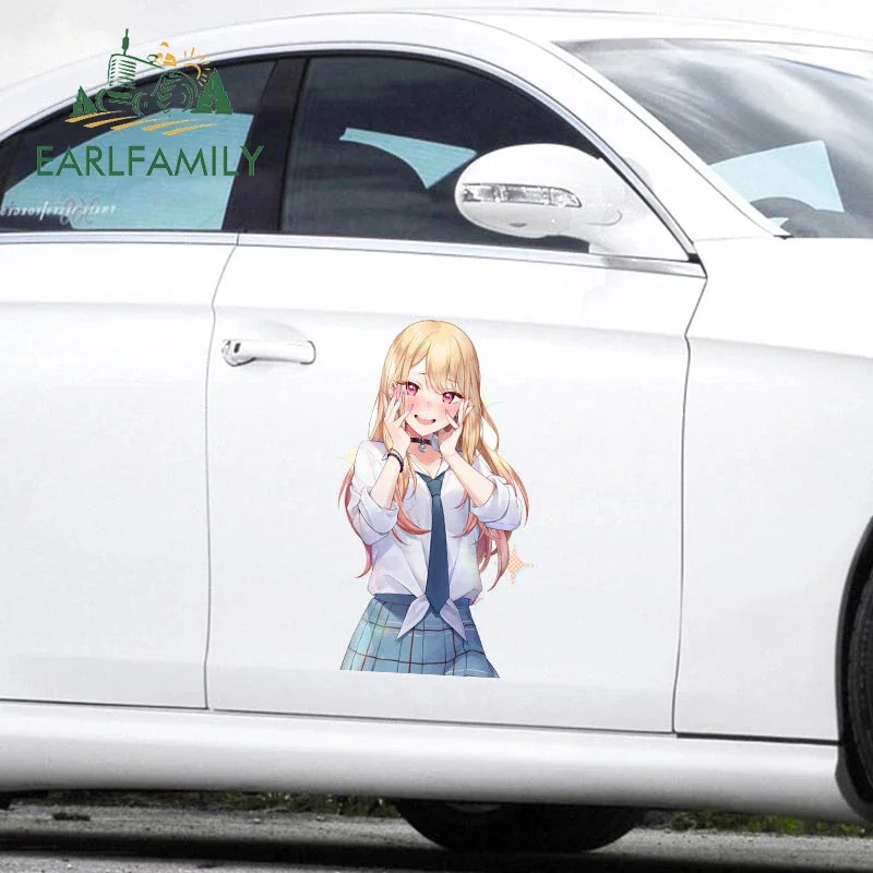 EARLFAMILY 43cm X 25.8cm Kitagawa Marin Car Stickers Sunscreen Decals Car Door Protector Waterproof Anime Custom Printing