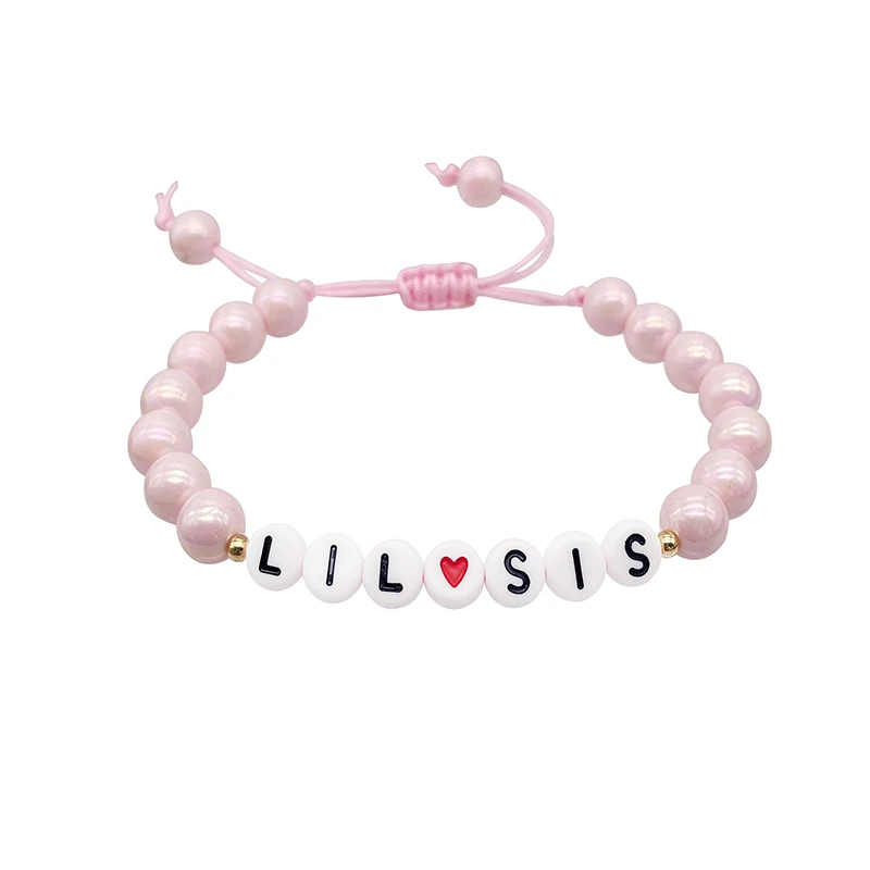 Big Sister Letters Bracelets For Sister Gifts 2023 Fashion Friendship Letter Pink Beads Rope Bracelets Drop Shipping Jewelry