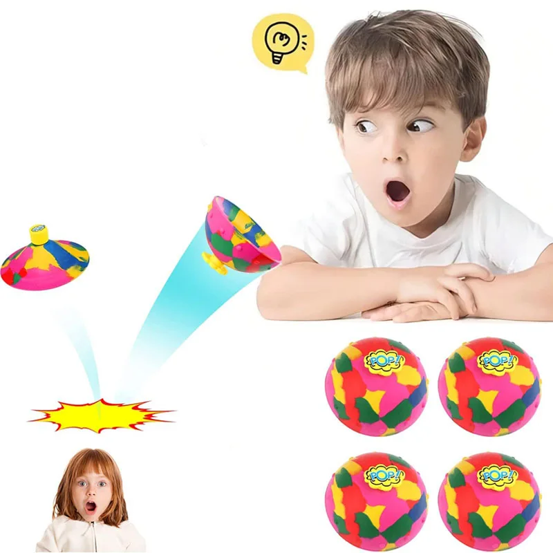 Hip Hop Jump Half Side Bouncing Ball Anti Stress Fidget Toys For Kids Outdoor Fun Camouflage Spinning Bounce Bowl Fingertip Top