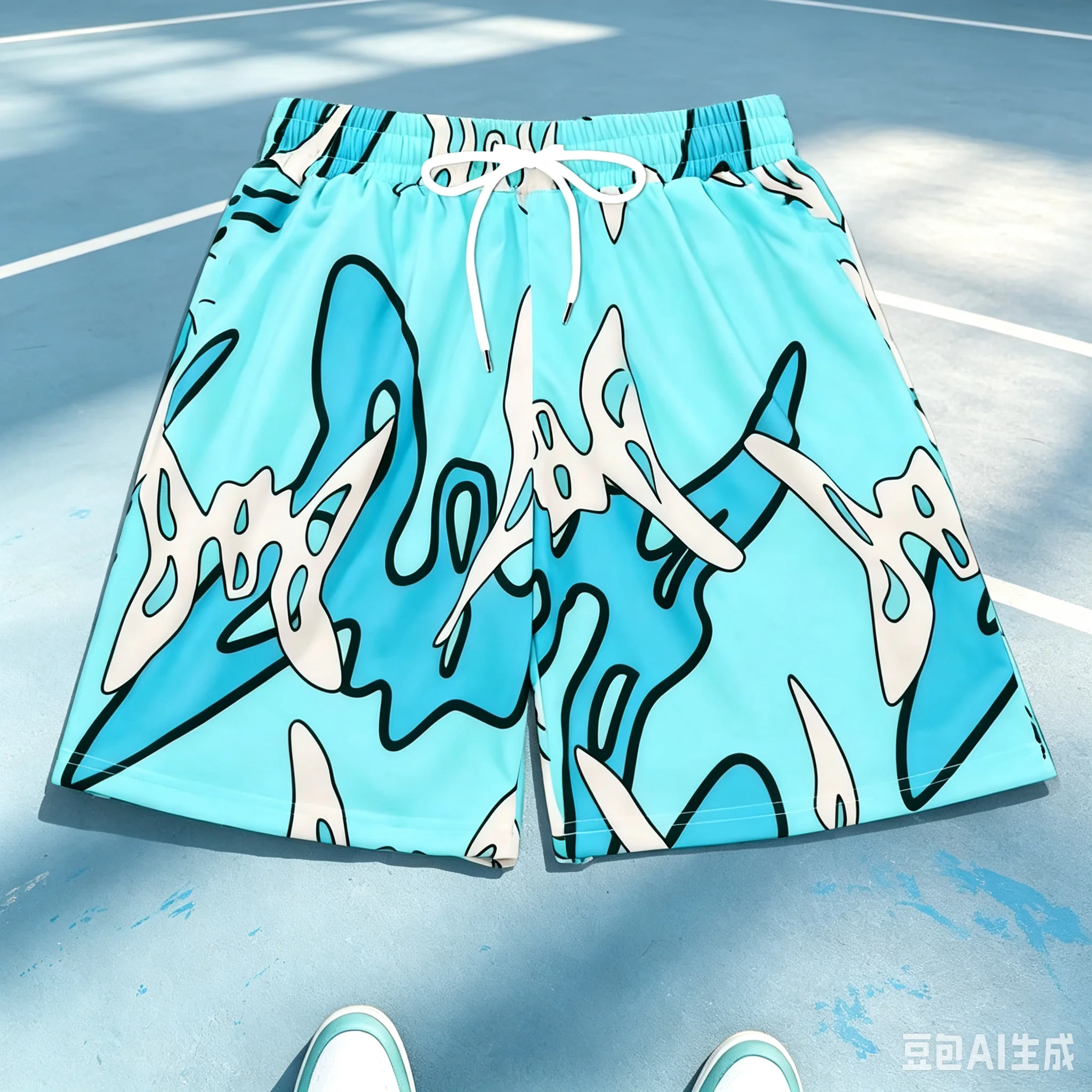 New 2026 Neon  Abstract Graffiti Camo Beach Shorts Men's Quick Drying Shorts Are Suitable for Daily Y2K