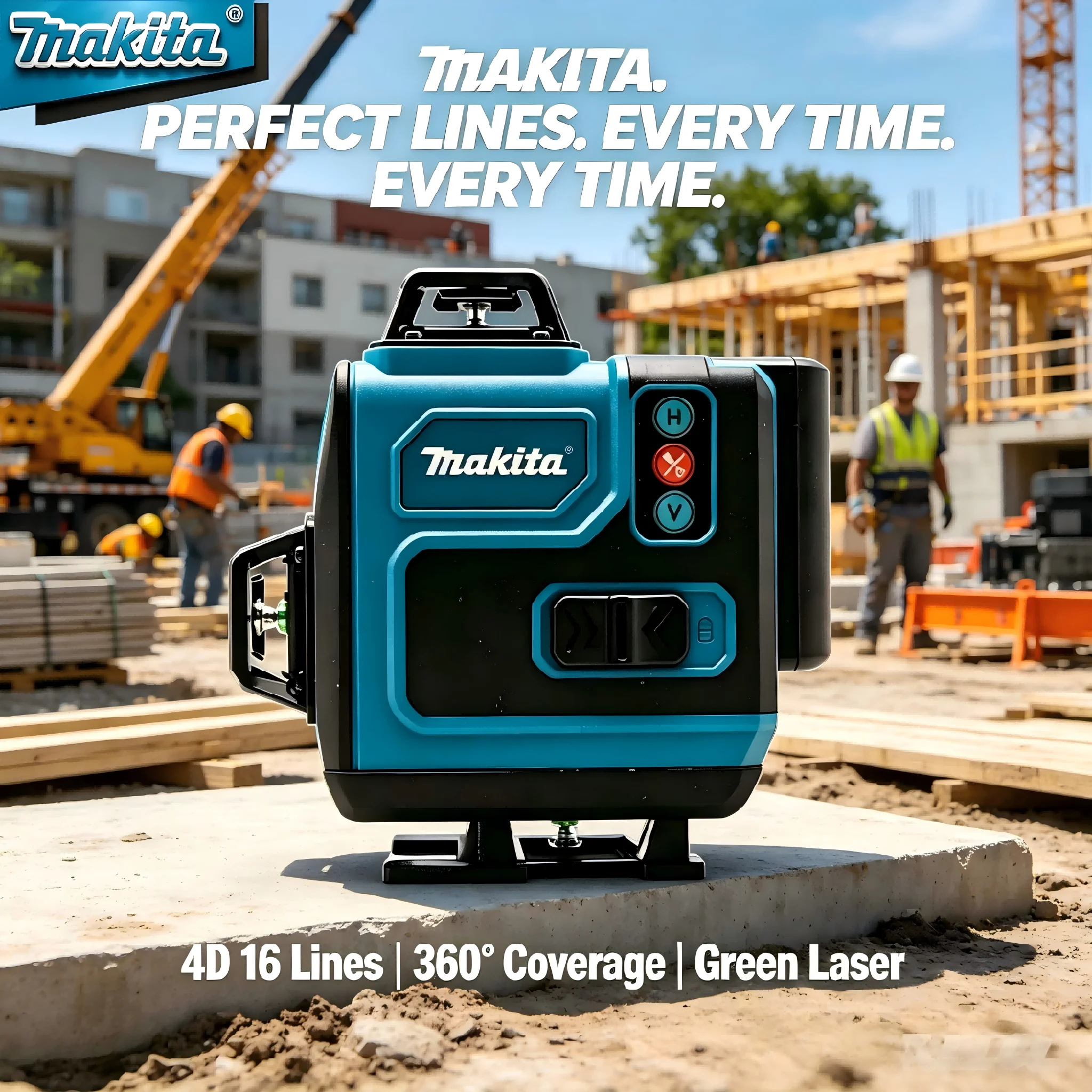

New 18V Makita 6.0Ah Battery Makita 18V Laser Level 4D 16 Lines Beam High Precision 360° Auto Leveling for Bilding Construction