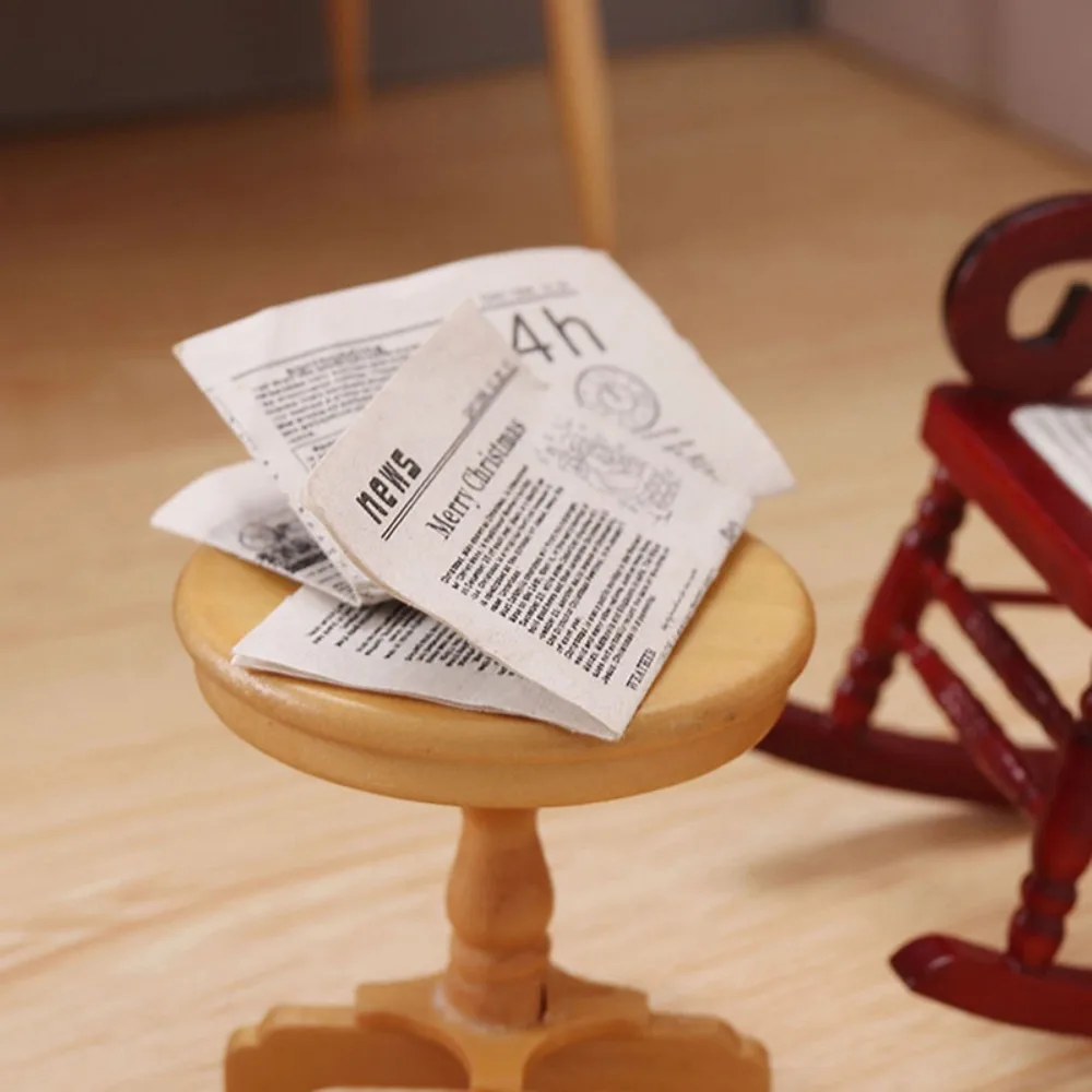Decorative Craft Pretend Play  Newspaper Model Simulation Furniture  Dollhouse Retro Newspaper Set
