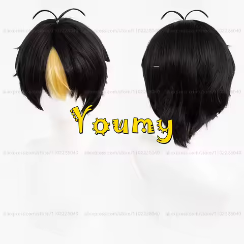 Yu Nishinoya Wig Men 32cm Short Noya San Black Yellow Wig Cosplay Anime Wigs Heat Resistant Synthetic Wigs