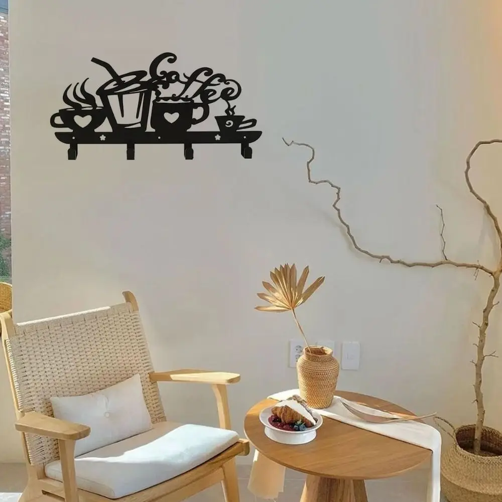 

4 Hooks With Screws Coffee Cup Rack Wall Mounted Iron Art Mug Wall Hook Handicraft Coffee Cup Wall Pendant Home Decor