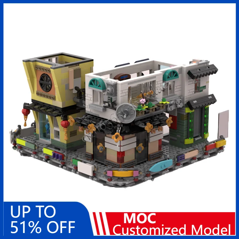 

1549 PCS House Street City Neighborhood 3rd And 4Th Floor MOC Customize Modular Building Block Creative DIY Christmas Toy Gift