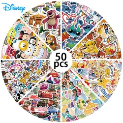 Disney-mix漫画のスティッチプリンセスステッカー,女の子用,防水ビニール,ラップトップ,スーツケース,スケートボード,かわいい,ミッキー,50, 100個