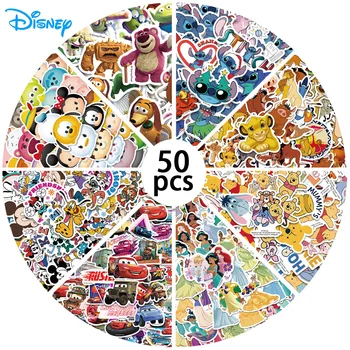 50/100 Uds Disney Mix dibujos animados lindo Stitch Micky princesa pegatinas vinilo portátil equipaje monopatín impermeable chica pegatina