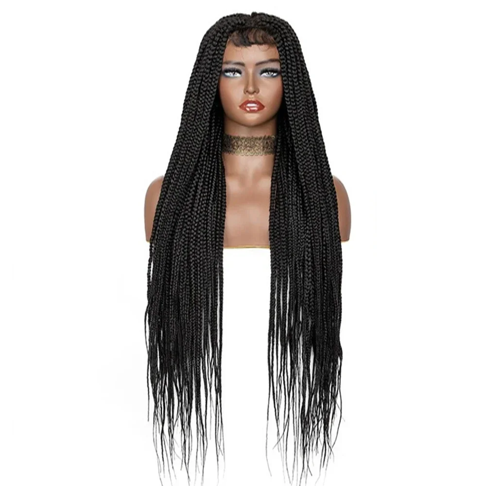 32 inch 4x4 Lace Front 3x Twist Gevlochten Pruik Synthetische Afro Dreadlocks Lange Vlechten Pruik Voor Zwarte Vrouwen Baby Haar Mode Pruik