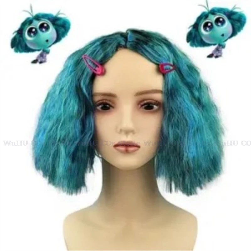 

Movie Inside Cos Out Anxiety Cosplay Wigs Blue Short Curly Sadness Disgust Joy Wig Women men Halloween Cosplay Wig