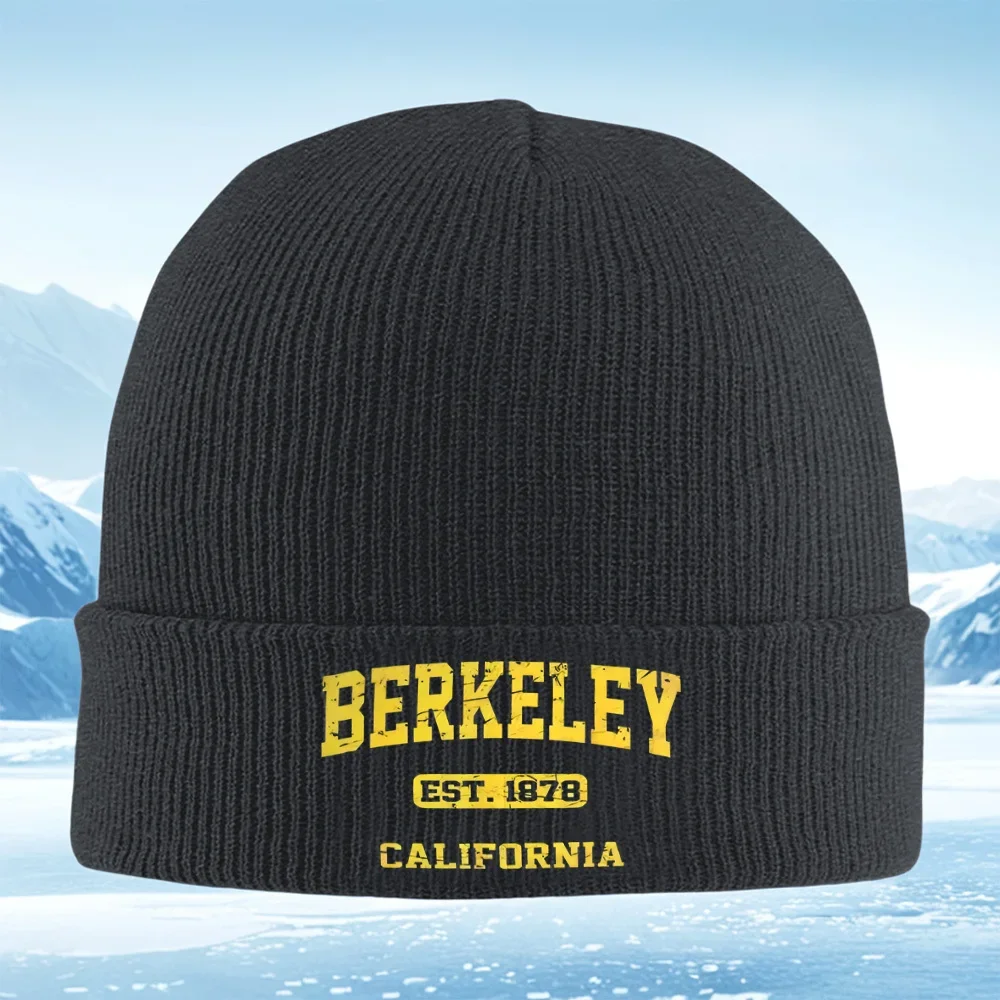 2026 Berkeley text design California established Men Women Unisex Knitted Hat Beanie Pullover Cap Winter Thermal Warm Christmas