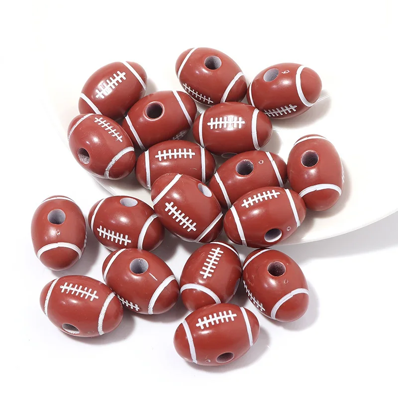 DIY Jewelry Findings Simulation Cute Acrylic Soccer Ball Shape Beads Fit Necklace Earring Bracelet Ornament Decor 400pcs 15*9mm