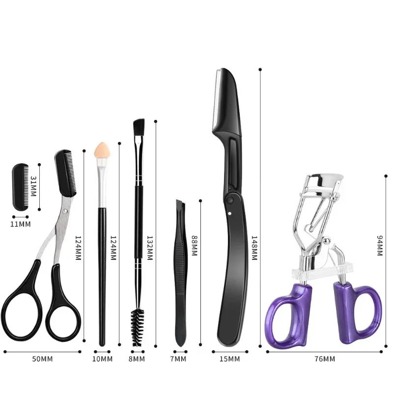KarSyngirl 여성용 눈썹 트리밍 키트, 눈썹 모양 세트, 눈썹 가위, 족집게 및 면도기 세트, 메이크업 도구, 6 개