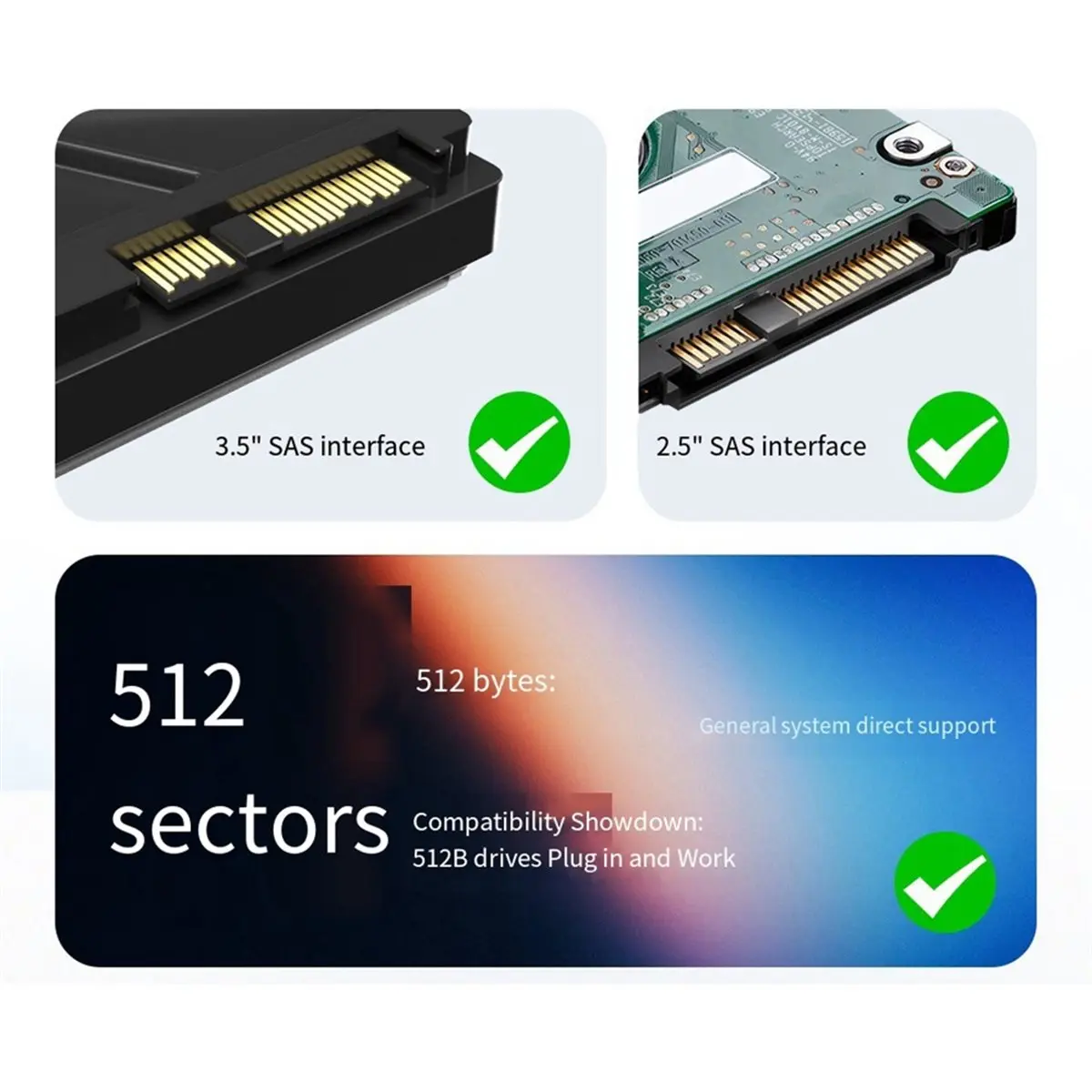 512-Sector 29PinSAS-to-SATA3.0 Adapter Board Supports 2.5