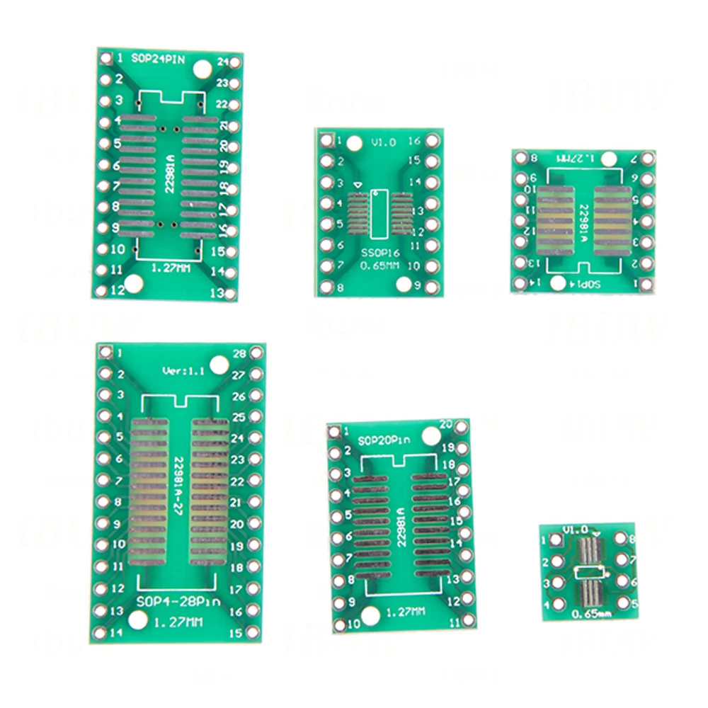 30 peças kit de placa pcb sop24 sop8 sop14 sop16 sop20 sop28 smd virar para dip adaptador conversor placa sop 8 14 16 20 24 28