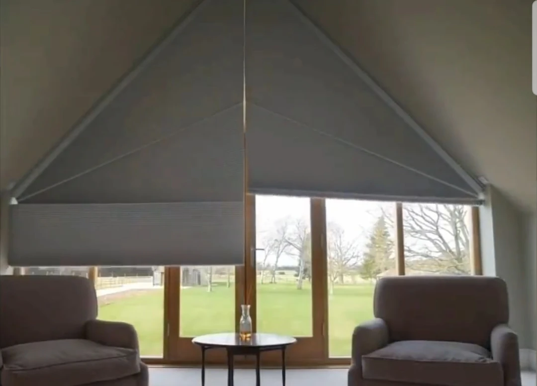 Custom-made Sunroad Triangular Irregular Trapezoid Electric Blackout Curtains, Sun and UV Protection for Slanted Windows