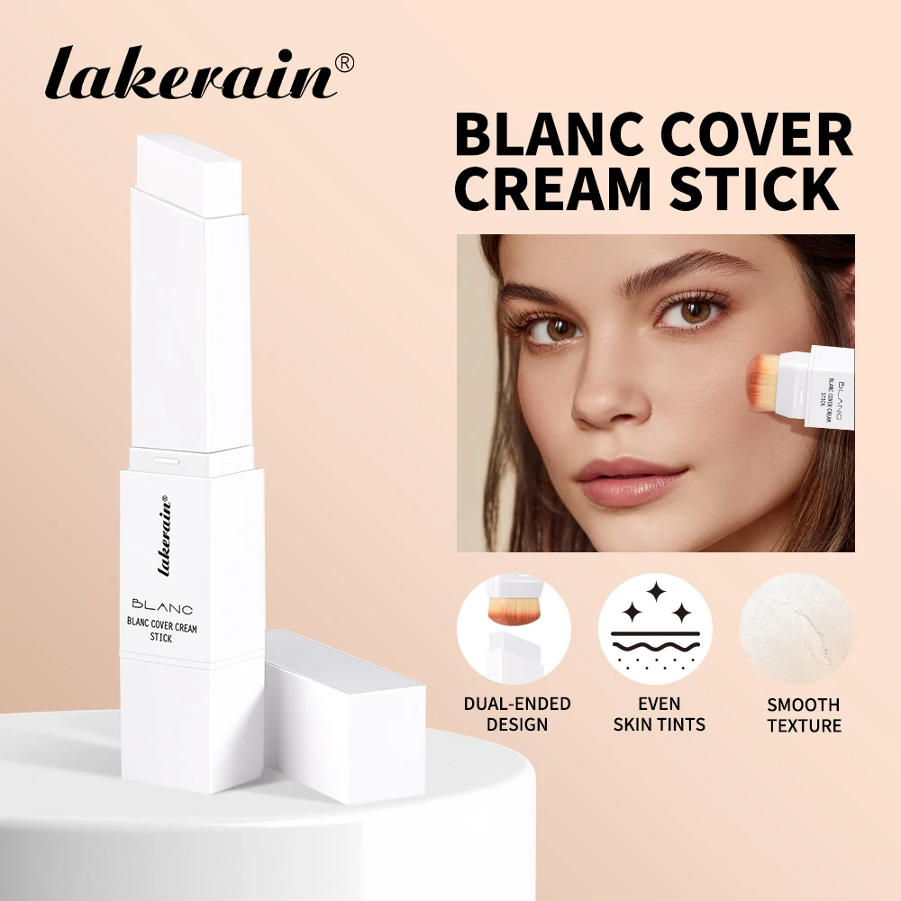 Lakerain Blanc cubierta crema en barra diseño de doble punta cobertura de base impermeable viaje bronce base cremosa maquillaje Natural