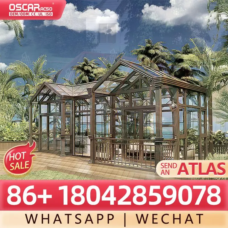 3X4 Victorian Leanto Sliding Roof Aluminium Veranda Conservatory with Roller Blind for Hotel Metal Prefabricated Structure Ideal
