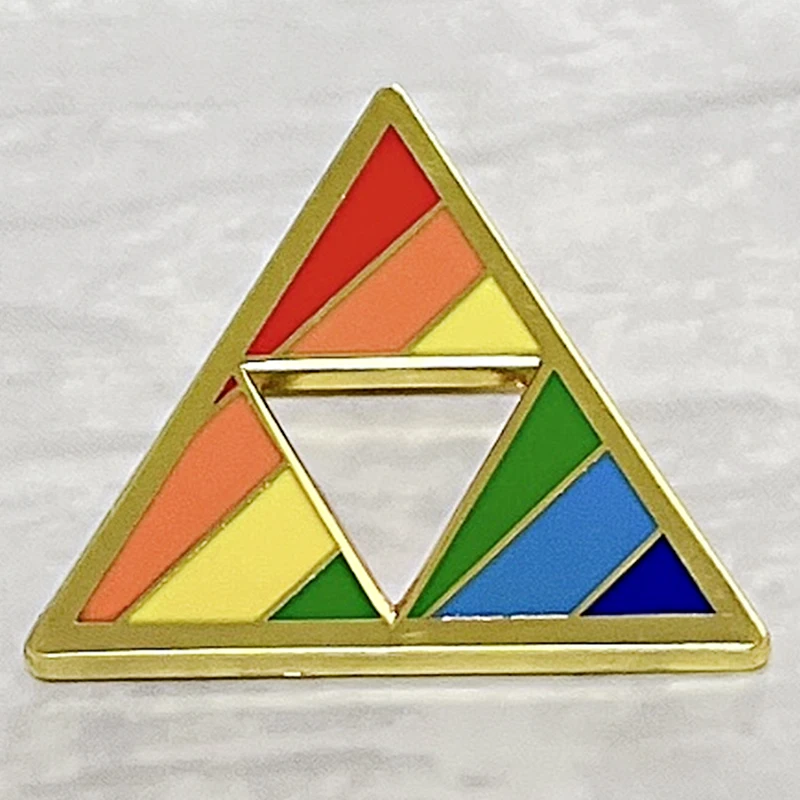 LGBT+ Pride The Legend Of Zellda Triforce Trinity Triangle Amulet enamel pin badge game Prideforce brooches Decorate Collectible