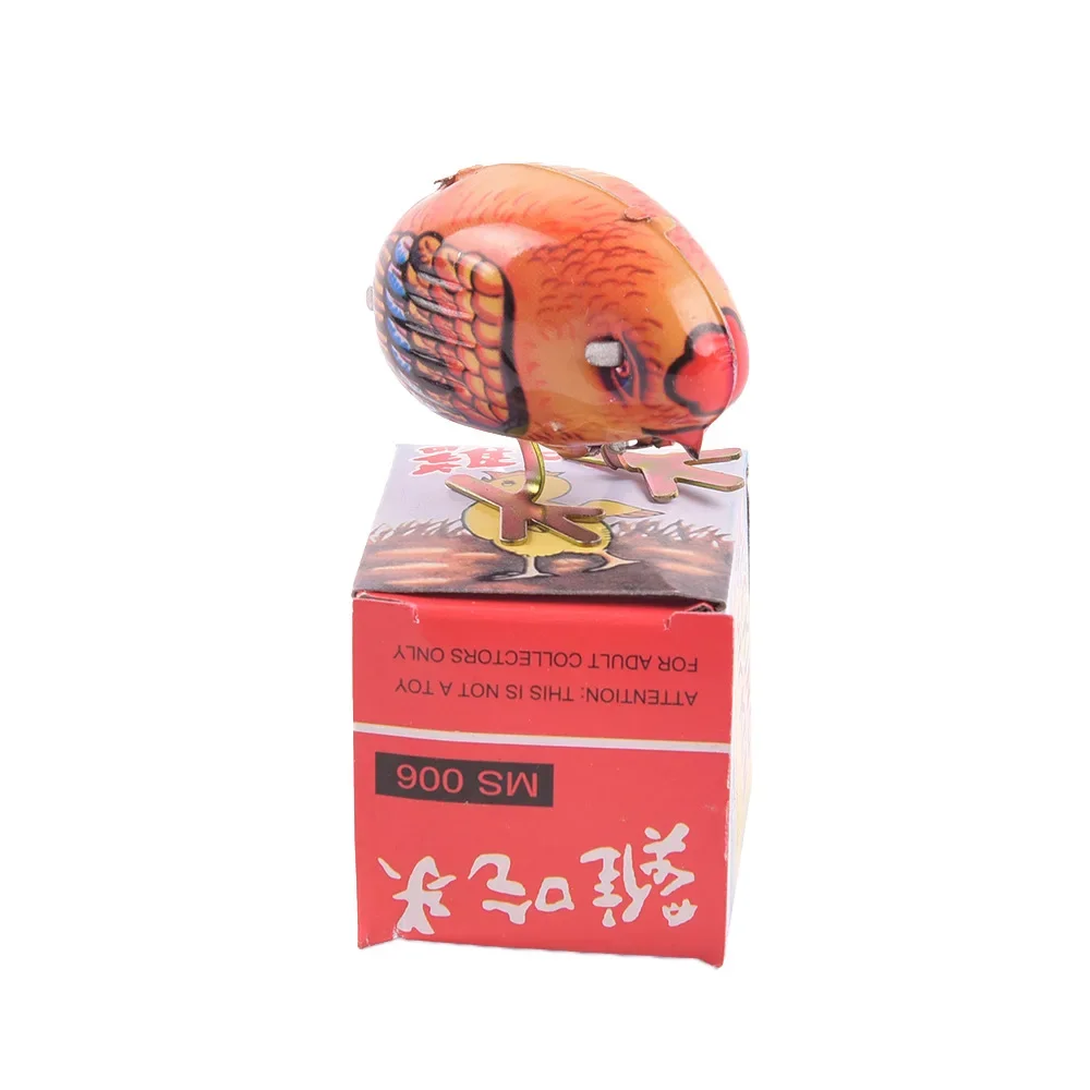 2PCS  Iron chicken eating rice classic retro iron toy winding toy