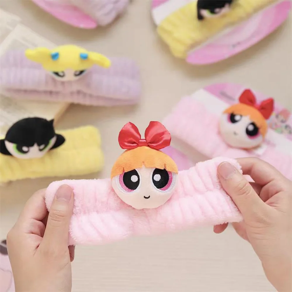 حقيقية Powerpuff الفتيات أفخم عقال لطيف زهر Buttercup غطاء الرأس النساء غسل الوجه الجمال الكرتون هيرباند فتاة هدية
