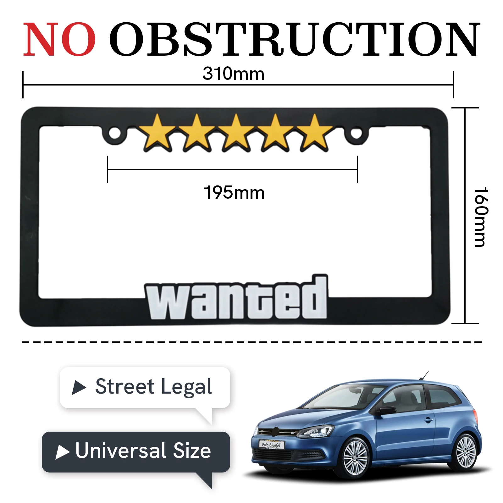 One Pair JDM Racing Style license plate frame with 5 stars design for American Canadian Car SUV Truck