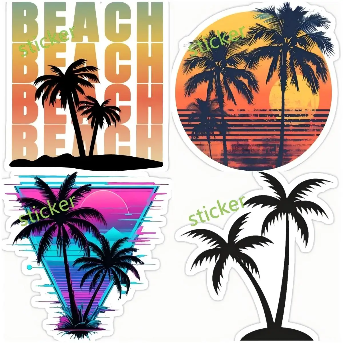 

summer Beach Palm Tree Creativity Vinyl Car-Stickers Funny Cover Scratches for Bumper Laptop Suv Decal Auto Exterior Waterproof