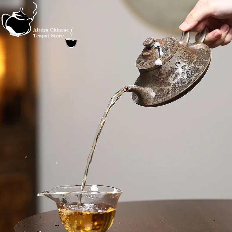 إبريق شاي من الطين الأرجواني من ييشينغ، خام أصلي، طين العود، حرق الخشب، فرن السحابة، إبريق الشاي، إبريق شاي الكونغ فو، طقم شاي الكونغ فو