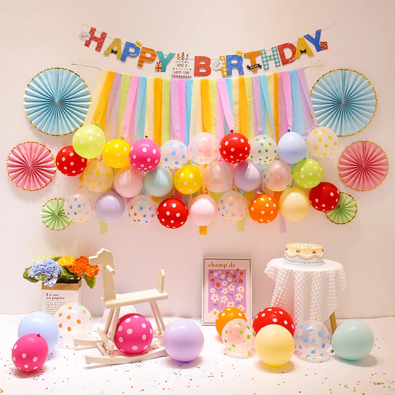 10 inch/1 set Macaron Colorful polka dot balloons Birthday party background wall decoration for children's first birthday gifts