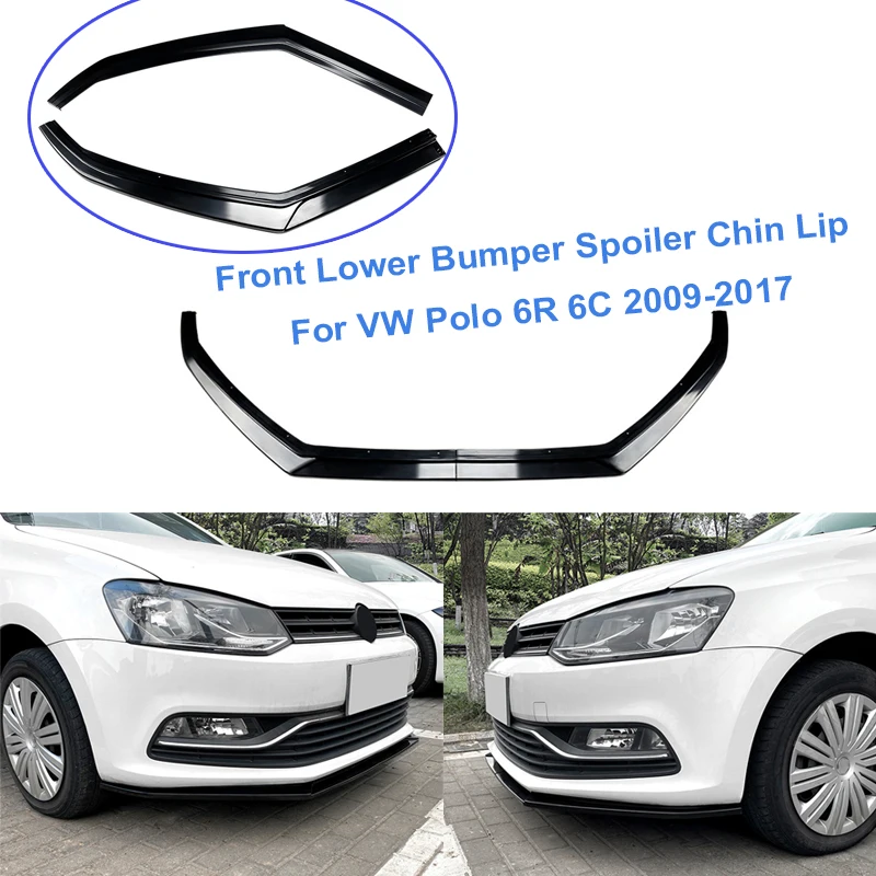 

Передний нижний бампер, спойлер, подбородок, глянцевая губа для Volkswagen VW Polo 6R 6C 2009-2017, передний сплиттер, диффузор, дефлектор, защита