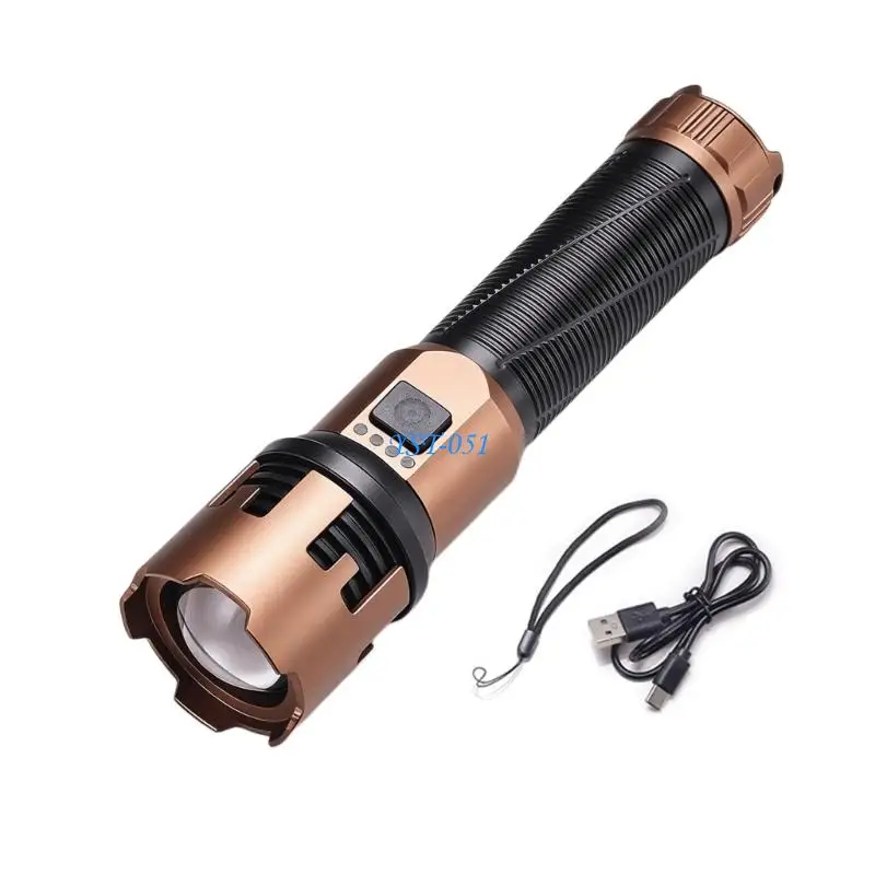E15A LED Work Light Flashlight USB Rechargeable Flashlight with Adjustable Function Plastic Texture for Camping Hiking