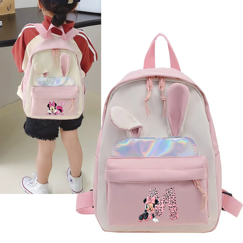 

Mickey Minnie Letter Backpack for Girl Boy Student Children Rucksack Casual Kindergarten School Bags Kids Gift Outgoing Snackbag