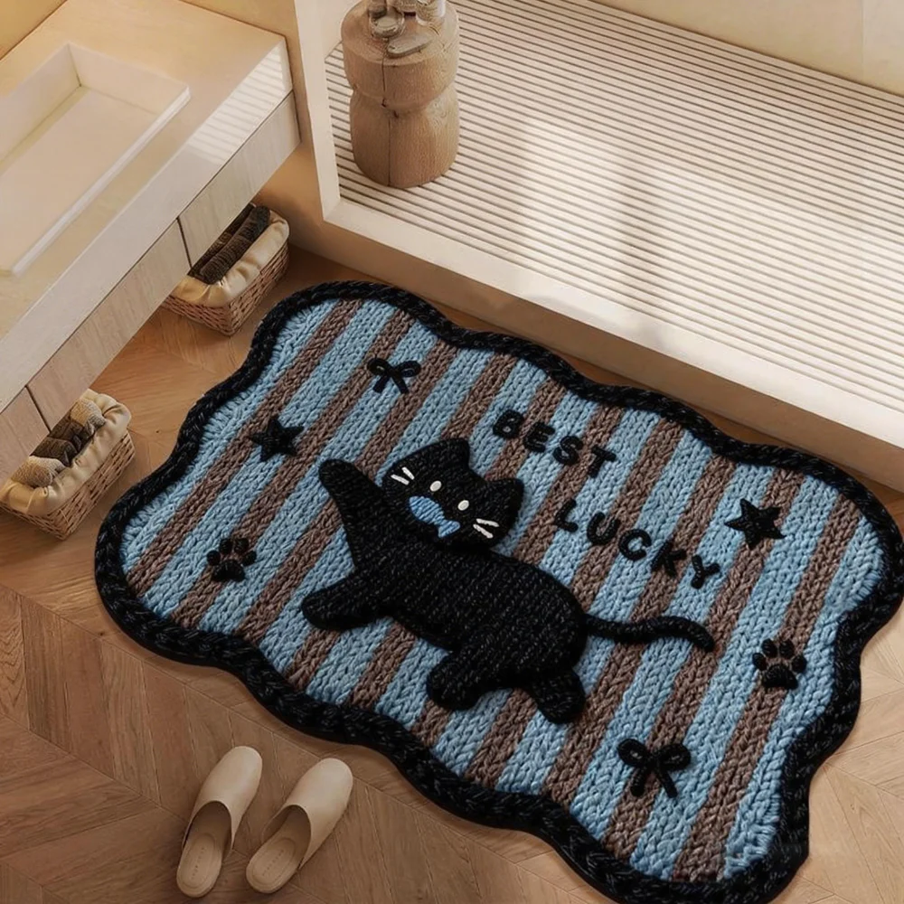 New 40*60cm Bath Mat Non-slip Backing Dirt-scraping Surface Doormat Washable Water Absorption Carpets Home Decoration