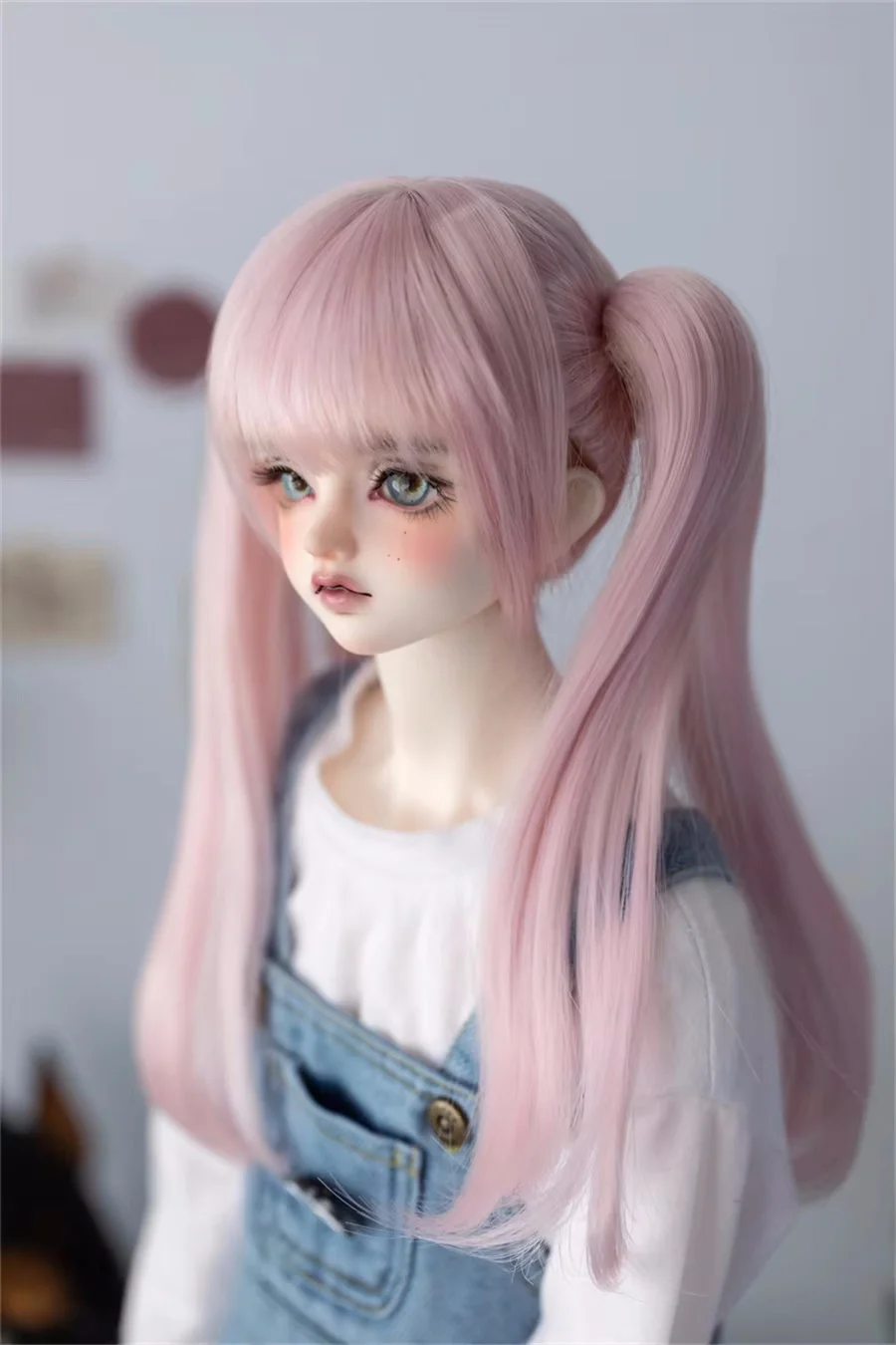 

Парик куклы BJD, милый 1/3 1/4 DD/SD, для девочек, розовый, коричневый, с тигровым зажимом, высокотемпературный шелк, двойной хвост, подарки, аксессуары для кукол